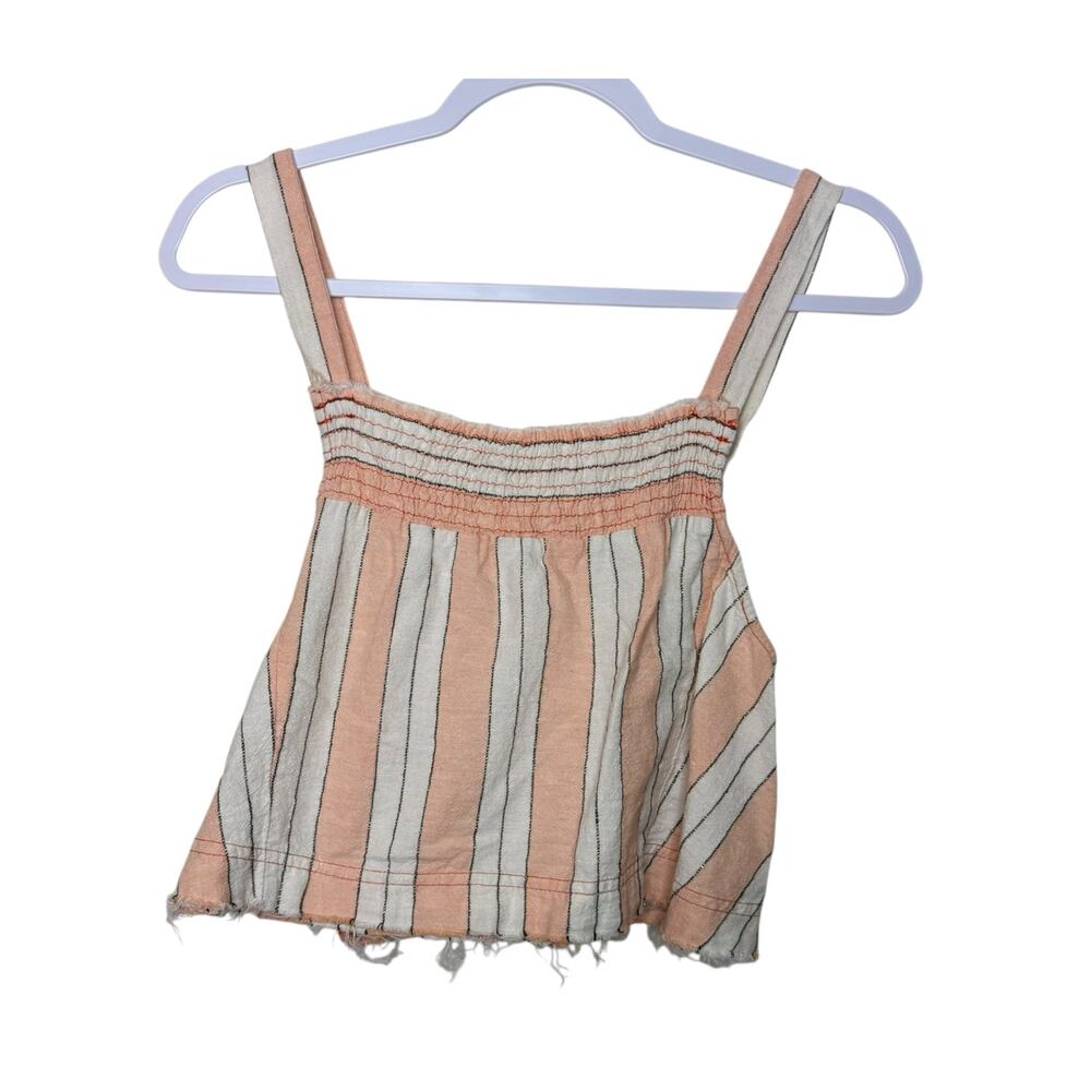 Free People Sleeveless Cropped Top Raw Hem Peach‎ Cream Women S Boho